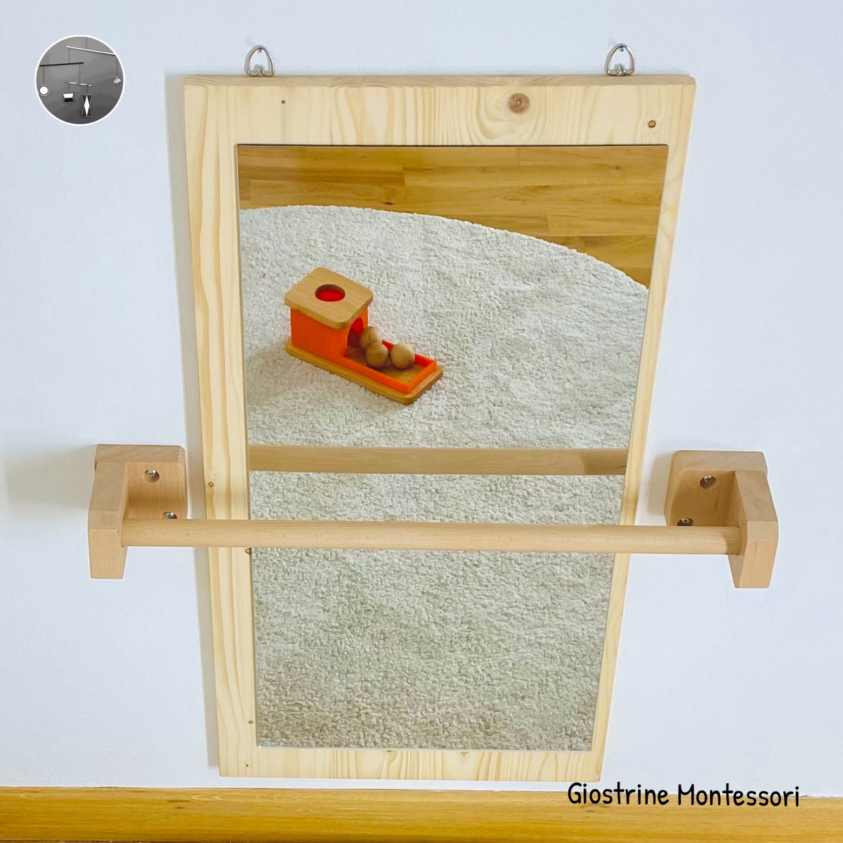 Specchio acrilico infrangibile Montessori per bambino, legno, barra per  trazioni regolabile, 65x65 cm, ingombro ridotto, equilibrio, ausilio per la  deambulazione -  Italia
