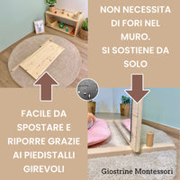 Specchio Montessori  in abete + Supporto regolabile per Giostrine