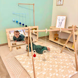 Specchio Montessori  in abete + Supporto regolabile per Giostrine