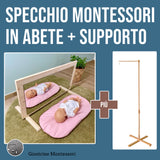 Specchio Montessori  in abete + Supporto regolabile per Giostrine