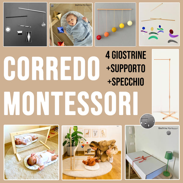 CORREDO MONTESSORI : Kit 4 Giostrine  +Supporto  +Specchio