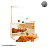 Specchio Montessori  in abete + Supporto regolabile per Giostrine