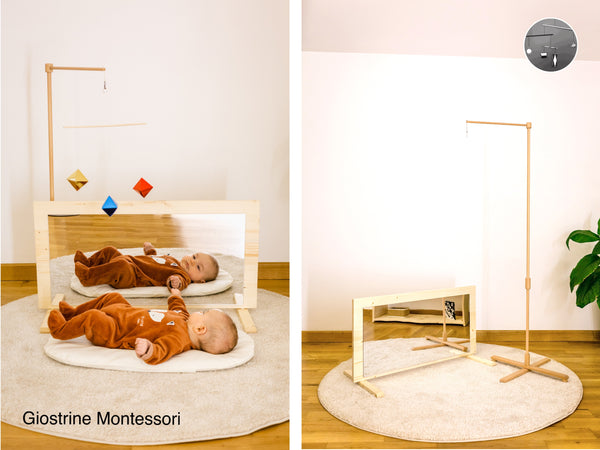 Specchio Montessori in abete + Supporto regolabile per Giostrine –  Giostrine Montessori
