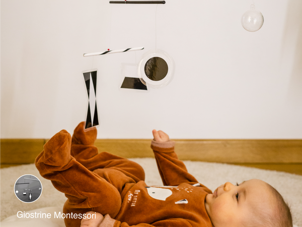 Giostrine Montessori - Il piccolo Leo con il suo Specchio trasportabile,  combinato a Supporto e Giostrine, può svolgere la sua attività Montessoriana,  dalla cameretta al soggiorno, ovunque 😃.. Per acquistare lo Specchio